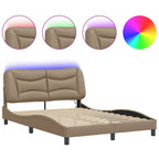 Bed Frame with LED without Mattress "Hvar" Cappuccino 140x200 cm