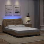 Bed Frame with LED without Mattress "Hvar" Cappuccino 140x200 cm