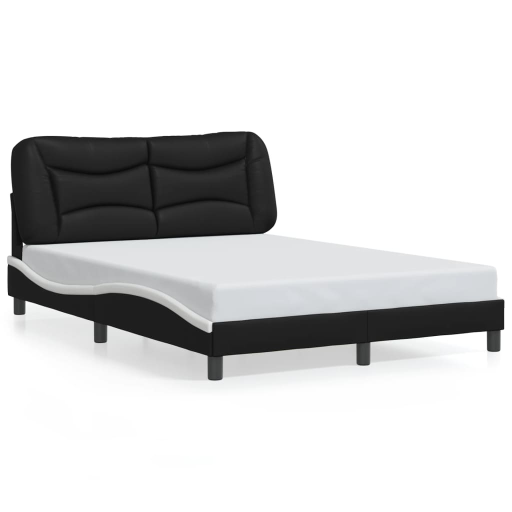 Bed Frame with LED without Mattress "Hvar" Black and White 140x200 cm