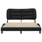 Bed Frame with LED without Mattress "Hvar" Black and White 140x200 cm