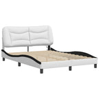 Bed Frame with LED without Mattress "Hvar" White and Black 140x200 cm