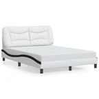 Bed Frame with LED without Mattress "Hvar" White and Black 140x200 cm