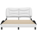 Bed Frame with LED without Mattress "Hvar" White and Black 140x200 cm