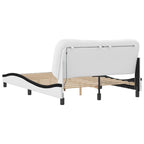 Bed Frame with LED without Mattress "Hvar" White and Black 140x200 cm