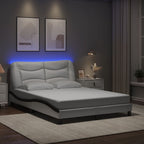 Bed Frame with LED without Mattress "Hvar" White and Black 140x200 cm