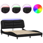 Bed Frame with LED without Mattress "Hvar" Black 160x200 cm