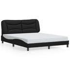 Bed Frame with LED without Mattress "Hvar" Black 160x200 cm