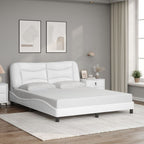 Bed Frame with LED without Mattress "Hvar" White 160x200 cm