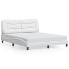 Bed Frame with LED without Mattress "Hvar" White 160x200 cm