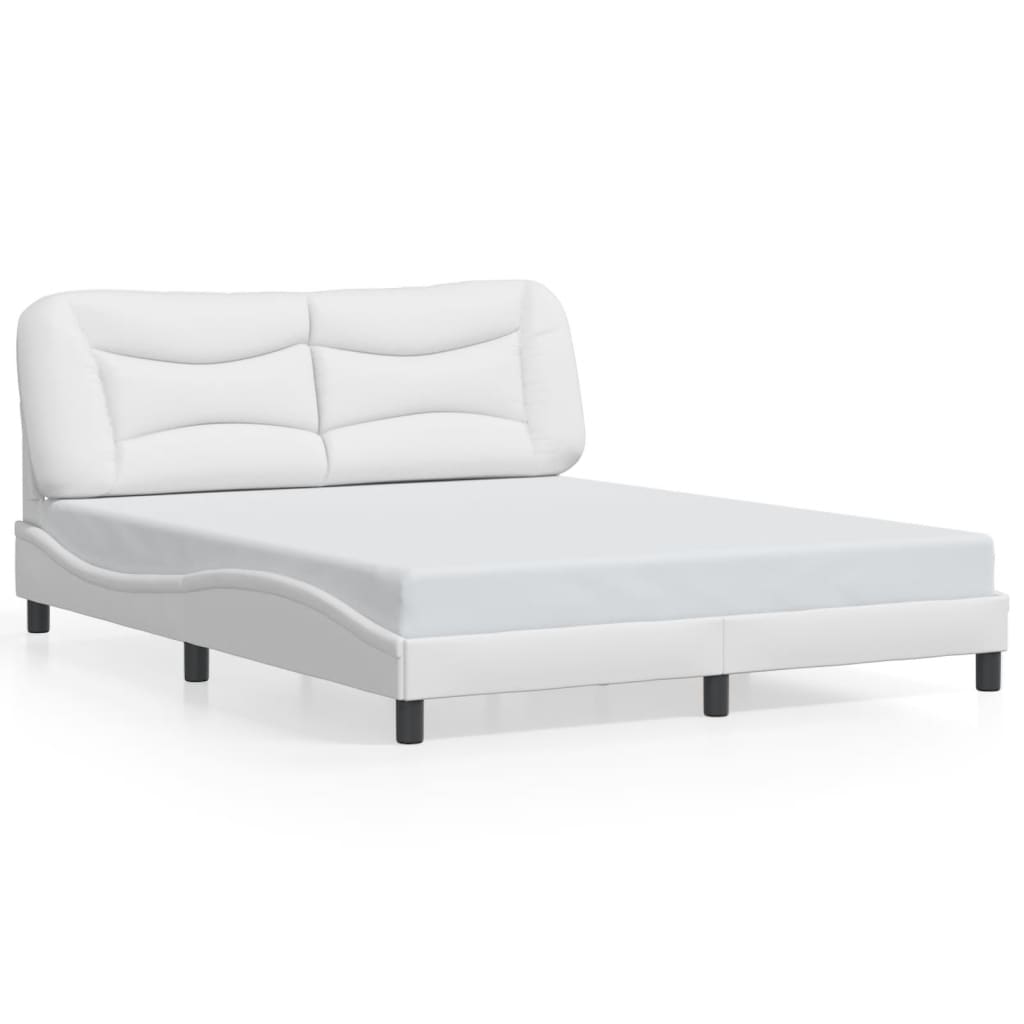Bed Frame with LED without Mattress "Hvar" White 160x200 cm