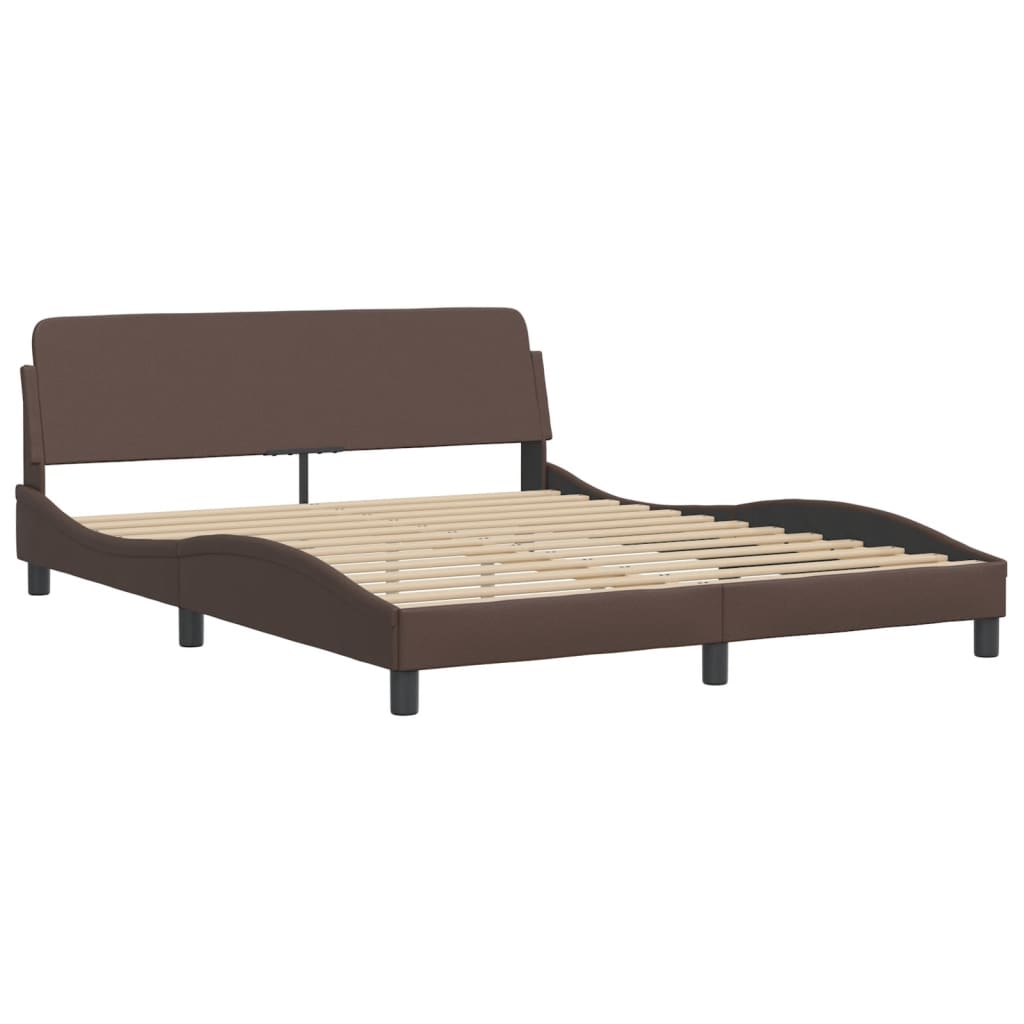 Bed Frame with LED without Mattress "Hvar" Brown 160x200 cm