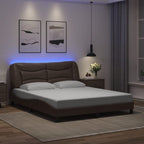 Bed Frame with LED without Mattress "Hvar" Brown 160x200 cm