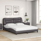 Bed Frame with LED without Mattress "Hvar" Grey 160x200 cm
