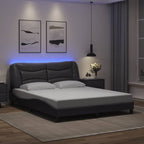 Bed Frame with LED without Mattress "Hvar" Grey 160x200 cm
