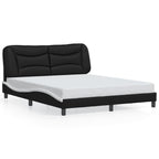 Bed Frame with LED without Mattress "Hvar" Black and White 160x200 cm