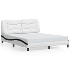 Bed Frame with LED without Mattress "Hvar" White and Black 160x200 cm