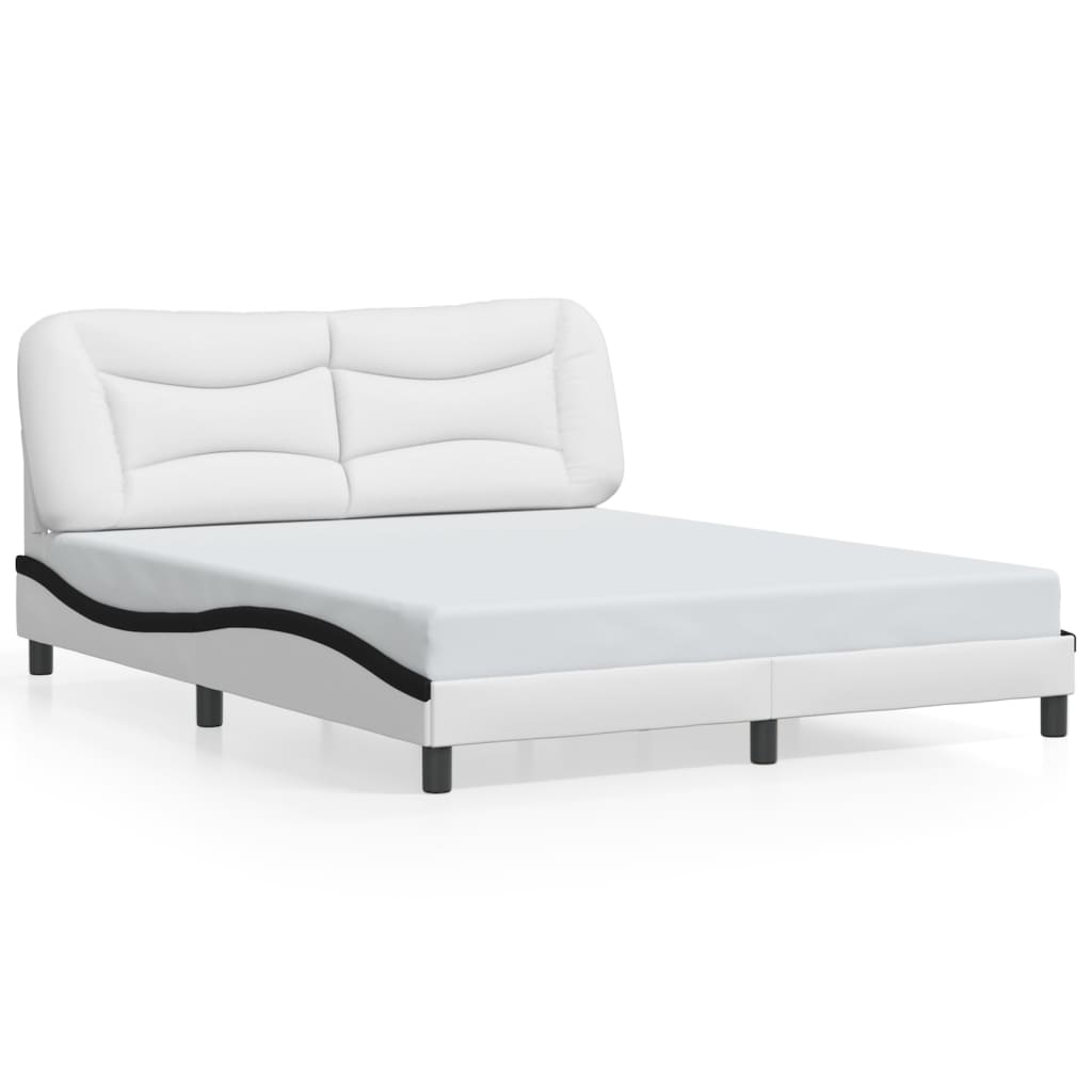 Bed Frame with LED without Mattress "Hvar" White and Black 160x200 cm