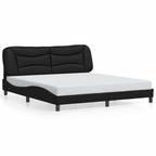 Bed Frame with LED without Mattress "Hvar" Black 180x200 cm