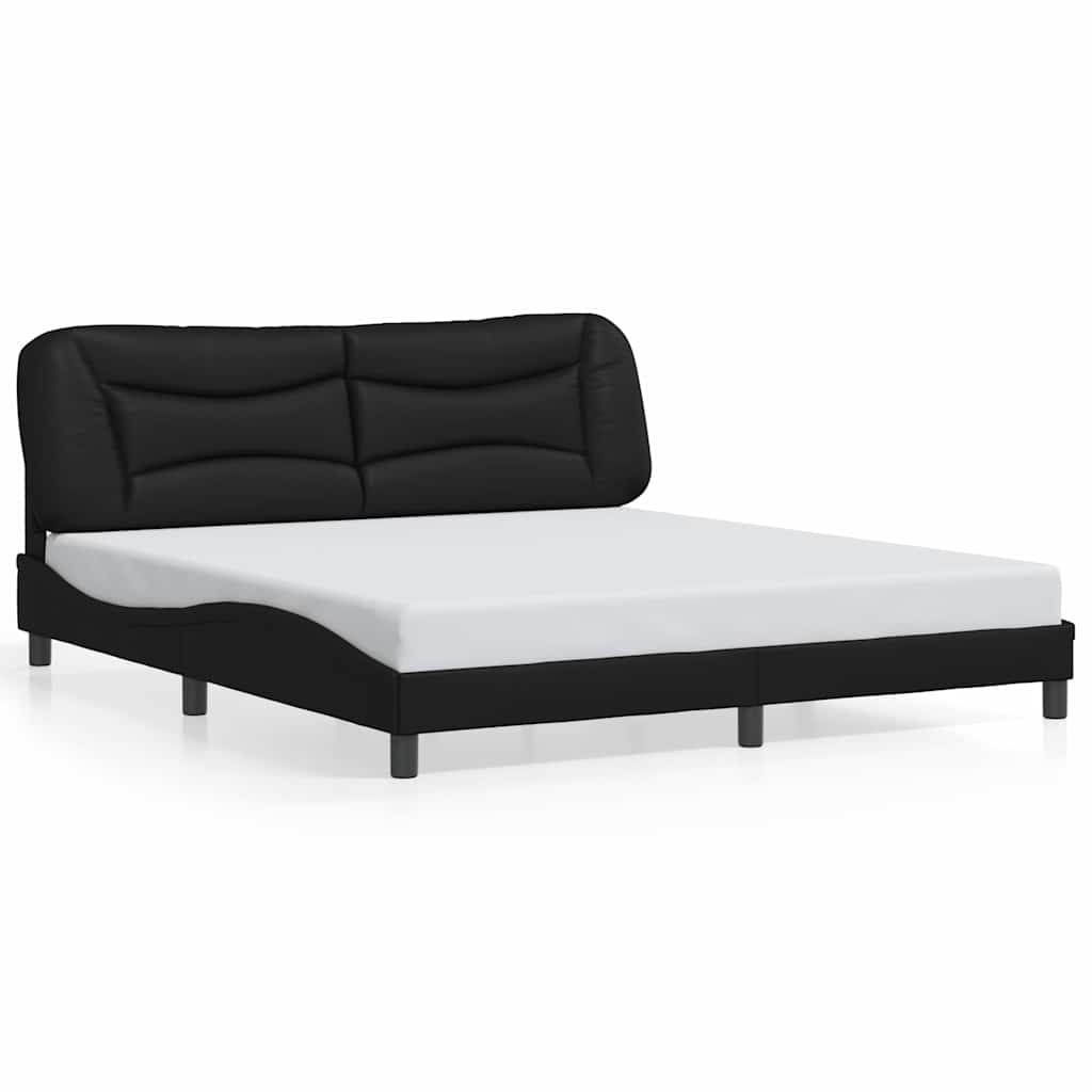 Bed Frame with LED without Mattress "Hvar" Black 180x200 cm