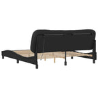Bed Frame with LED without Mattress "Hvar" Black 180x200 cm