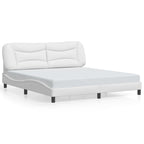 Bed Frame with LED without Mattress "Hvar" White 180x200 cm