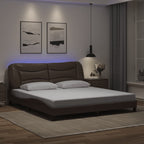 Bed Frame with LED without Mattress "Hvar" Brown 180x200 cm