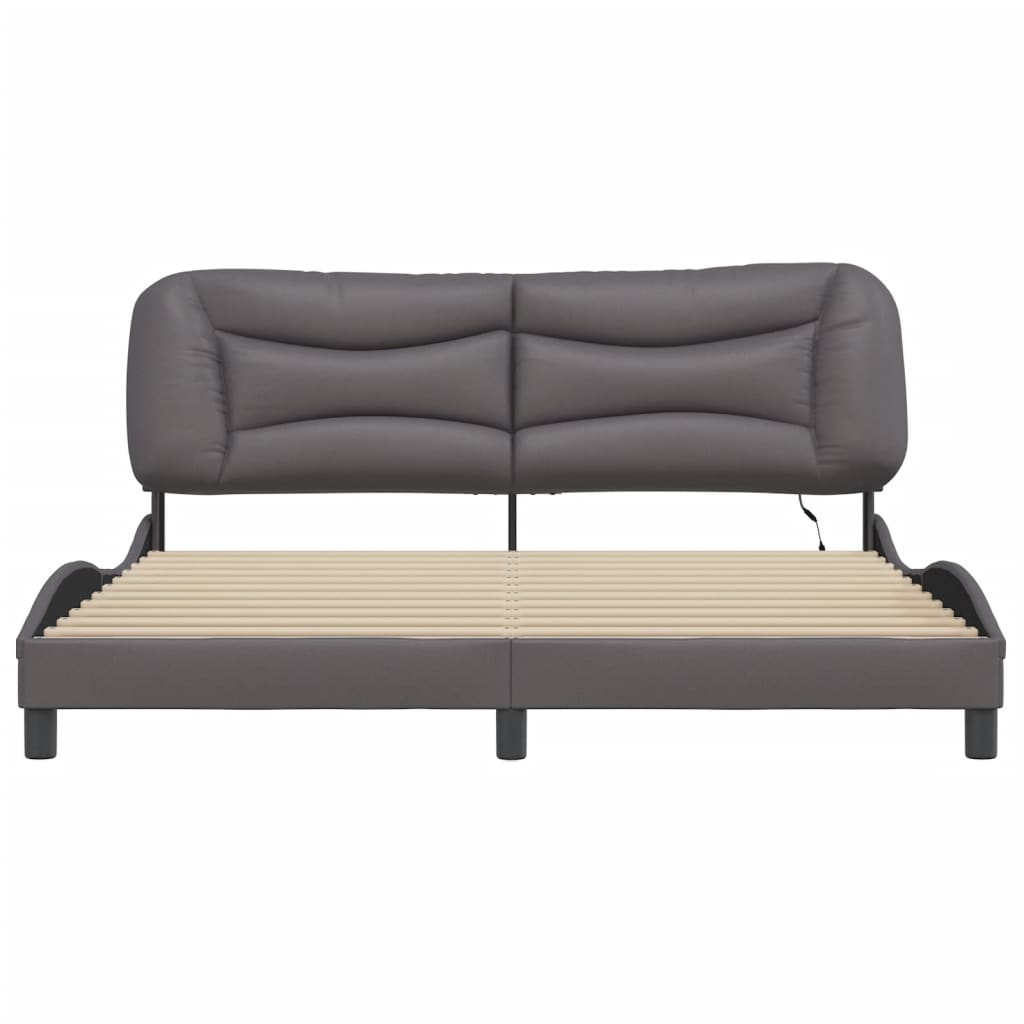 Bed Frame with LED without Mattress "Hvar" Grey 180x200 cm