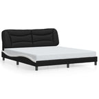 Bed Frame with LED without Mattress "Hvar" Black and White 180x200 cm