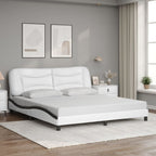 Bed Frame with LED without Mattress "Hvar" White and Black 180x200 cm