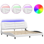 Bed Frame with LED without Mattress "Hvar" White 200x200 cm