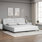 Bed Frame with LED without Mattress "Hvar" White 200x200 cm