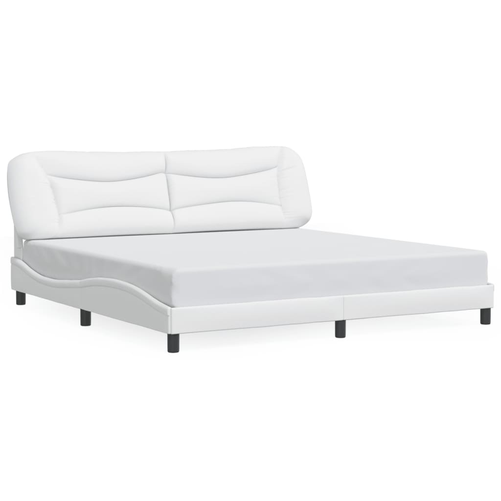 Bed Frame with LED without Mattress "Hvar" White 200x200 cm