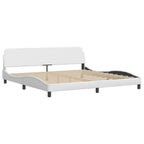 Bed Frame with LED without Mattress "Hvar" White 200x200 cm