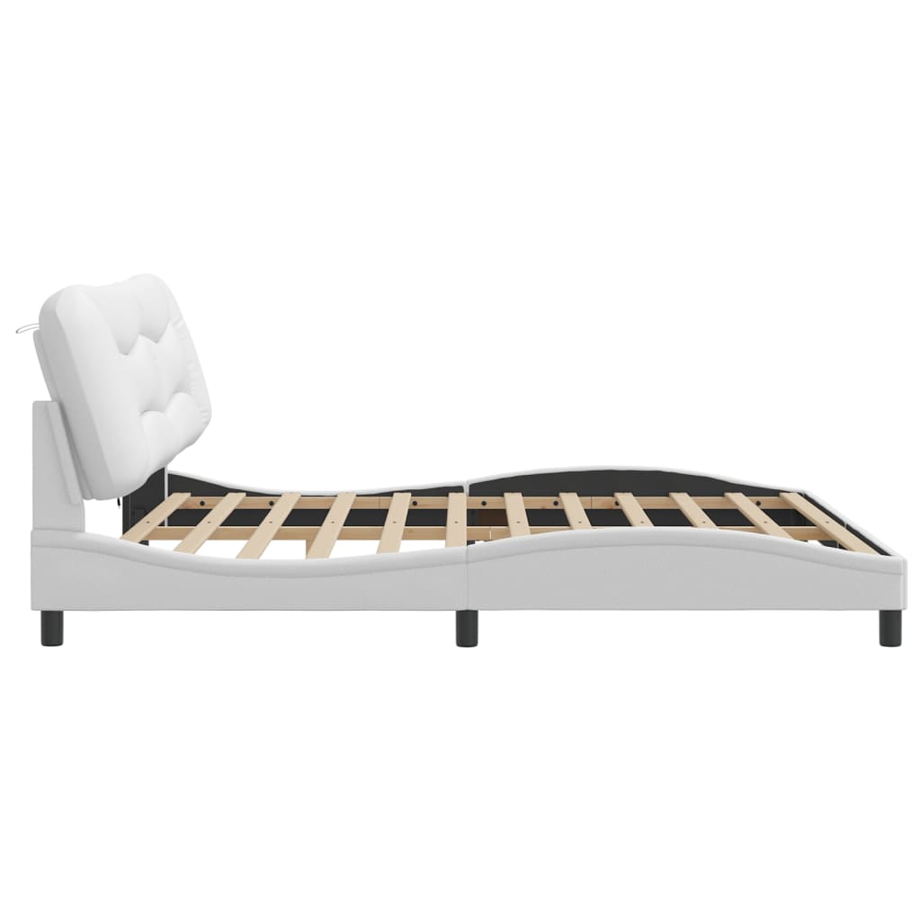 Bed Frame with LED without Mattress "Hvar" White 200x200 cm