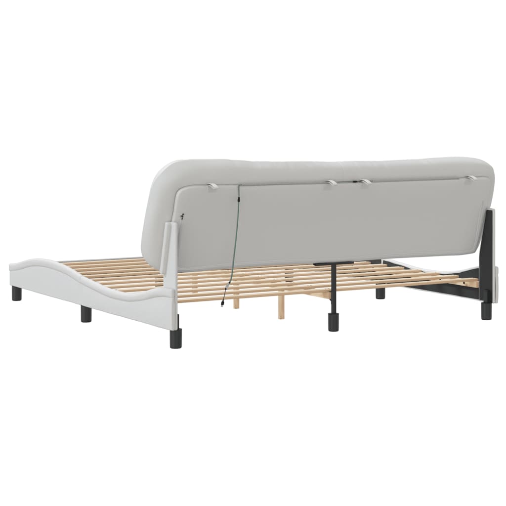 Bed Frame with LED without Mattress "Hvar" White 200x200 cm