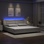 Bed Frame with LED without Mattress "Hvar" White 200x200 cm
