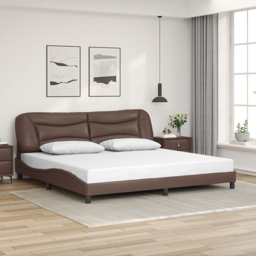 Bed Frame with LED without Mattress "Hvar" Brown 200x200 cm
