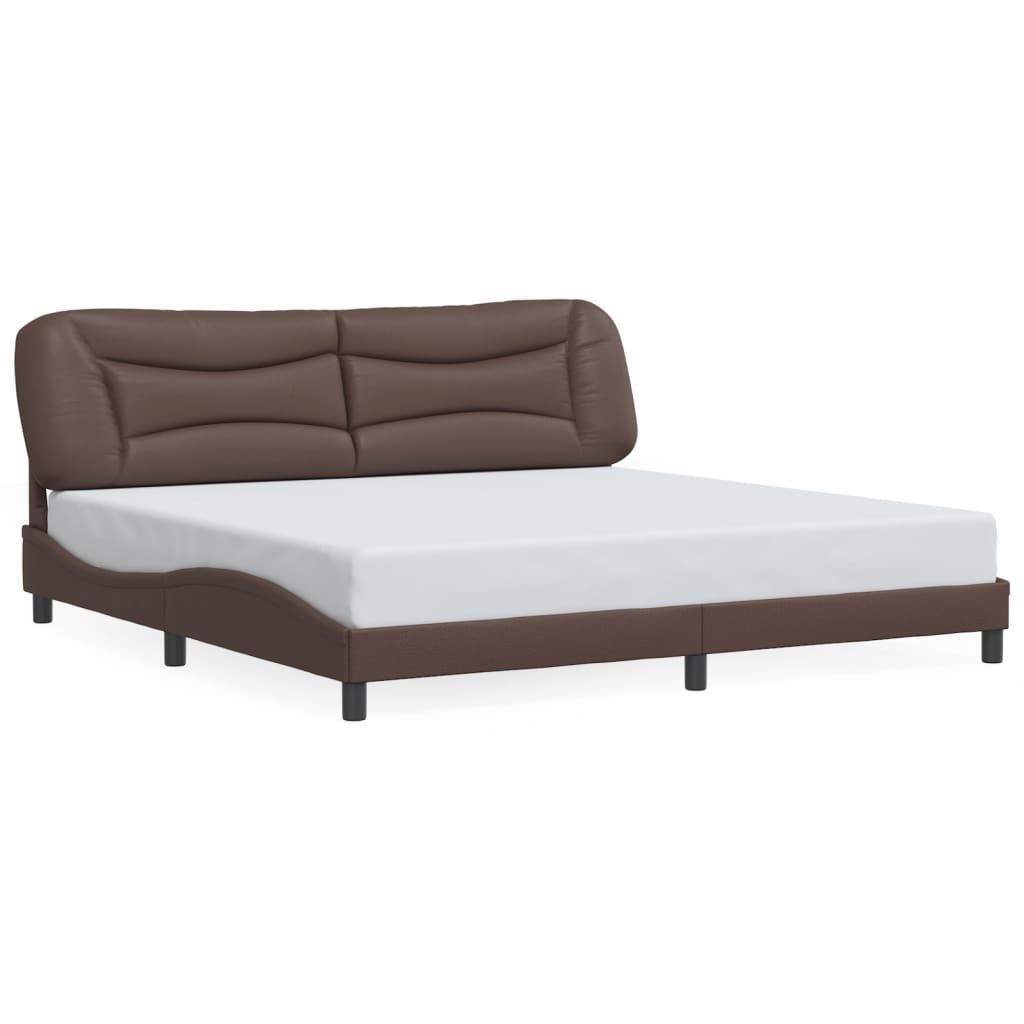 Bed Frame with LED without Mattress "Hvar" Brown 200x200 cm