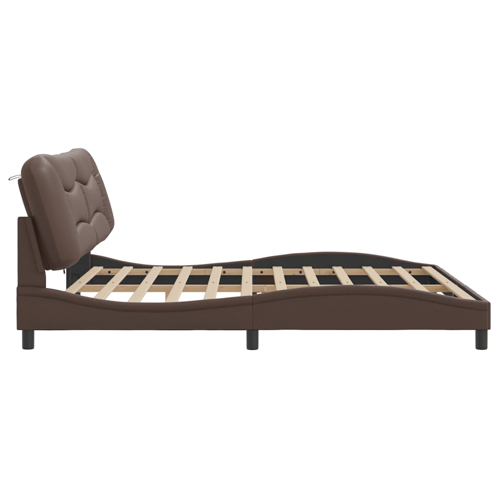 Bed Frame with LED without Mattress "Hvar" Brown 200x200 cm