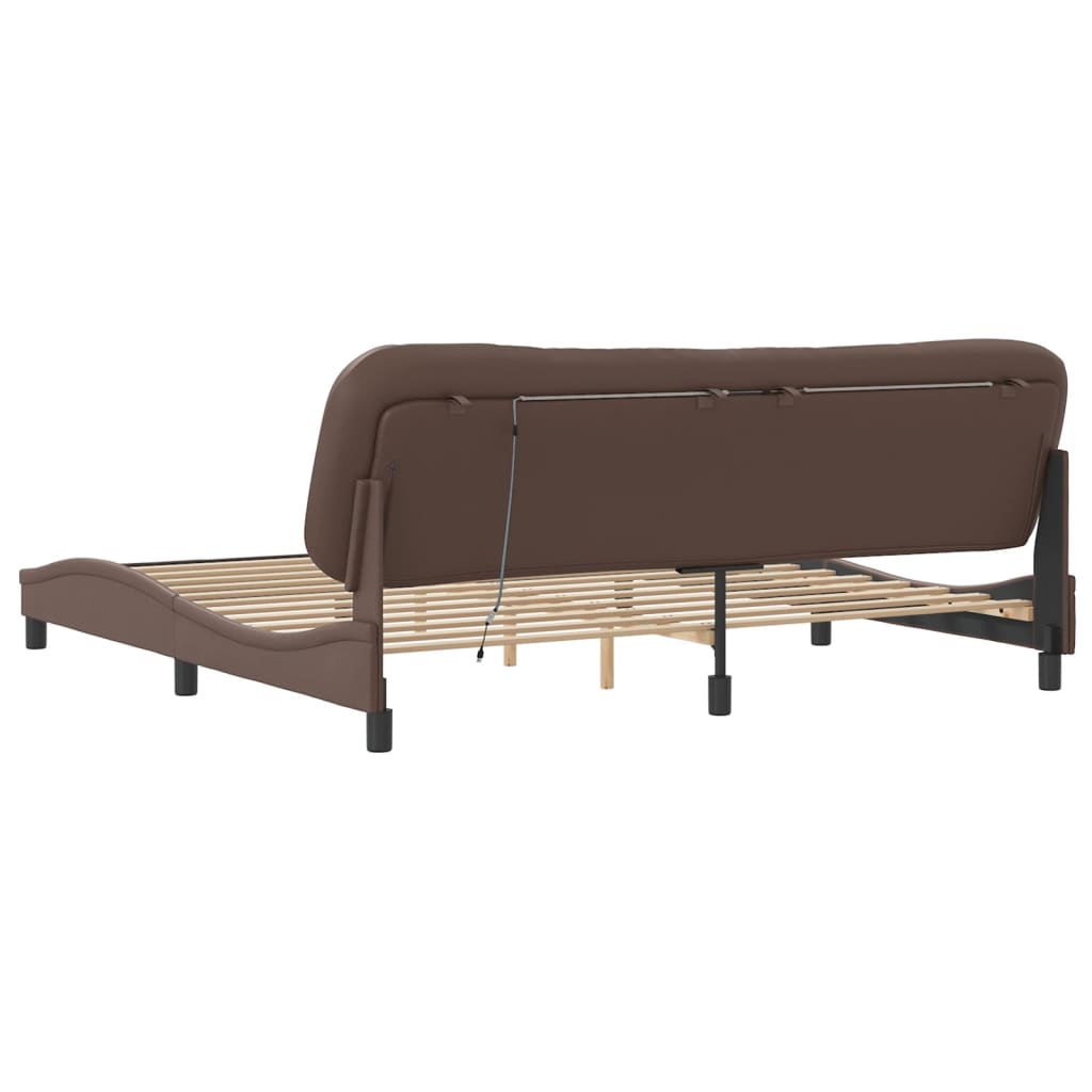 Bed Frame with LED without Mattress "Hvar" Brown 200x200 cm