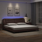 Bed Frame with LED without Mattress "Hvar" Brown 200x200 cm