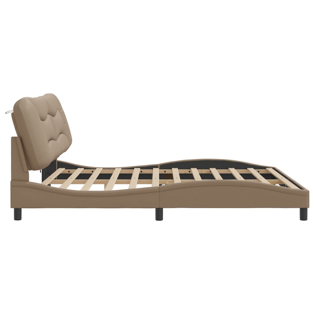 Bed Frame with LED without Mattress "Hvar" Cappuccino 200x200 cm