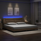 Bed Frame with LED without Mattress "Hvar" Cappuccino 200x200 cm