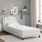 Bed Frame "Viana" with LED without Mattress White 80x200 cm