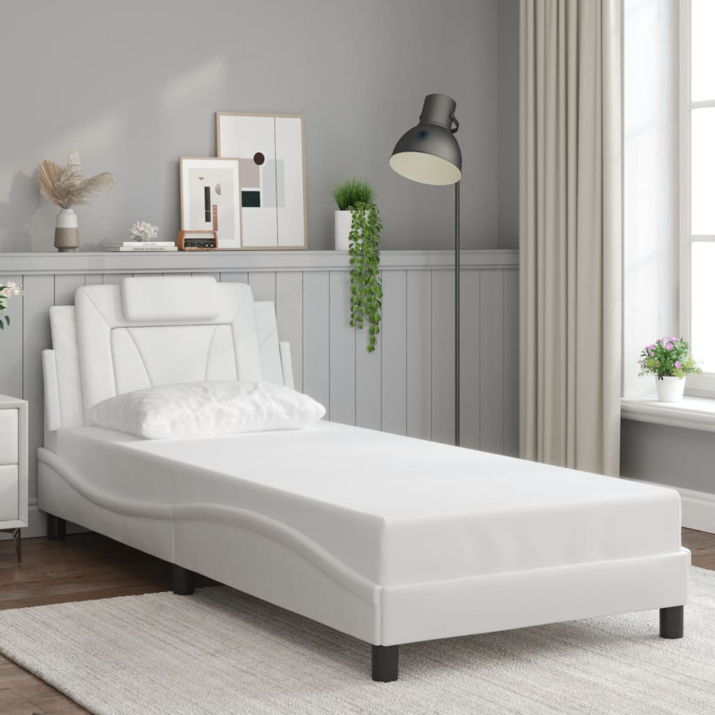 Bed Frame "Viana" with LED without Mattress White 80x200 cm