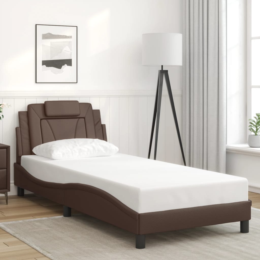 Bed Frame "Viana" with LED without Mattress Brown 80x200 cm