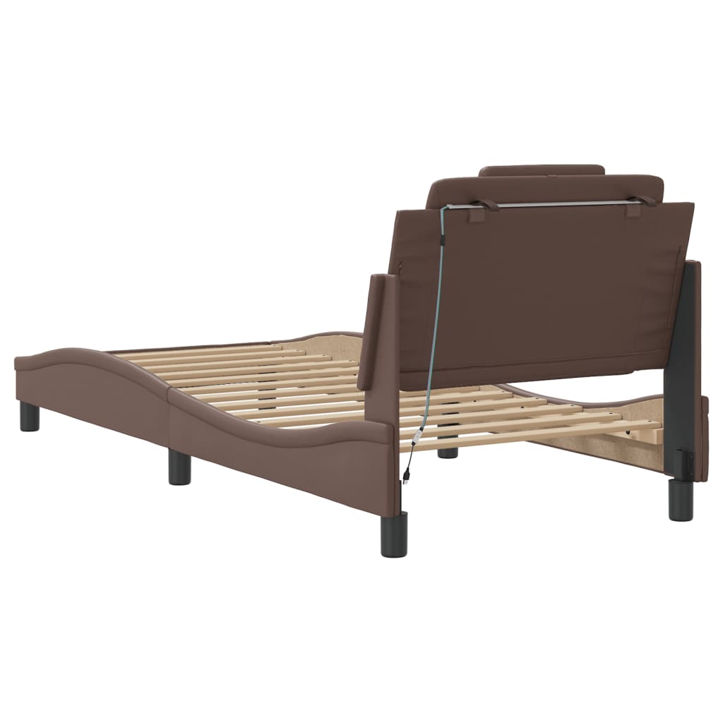 Bed Frame "Viana" with LED without Mattress Brown 80x200 cm