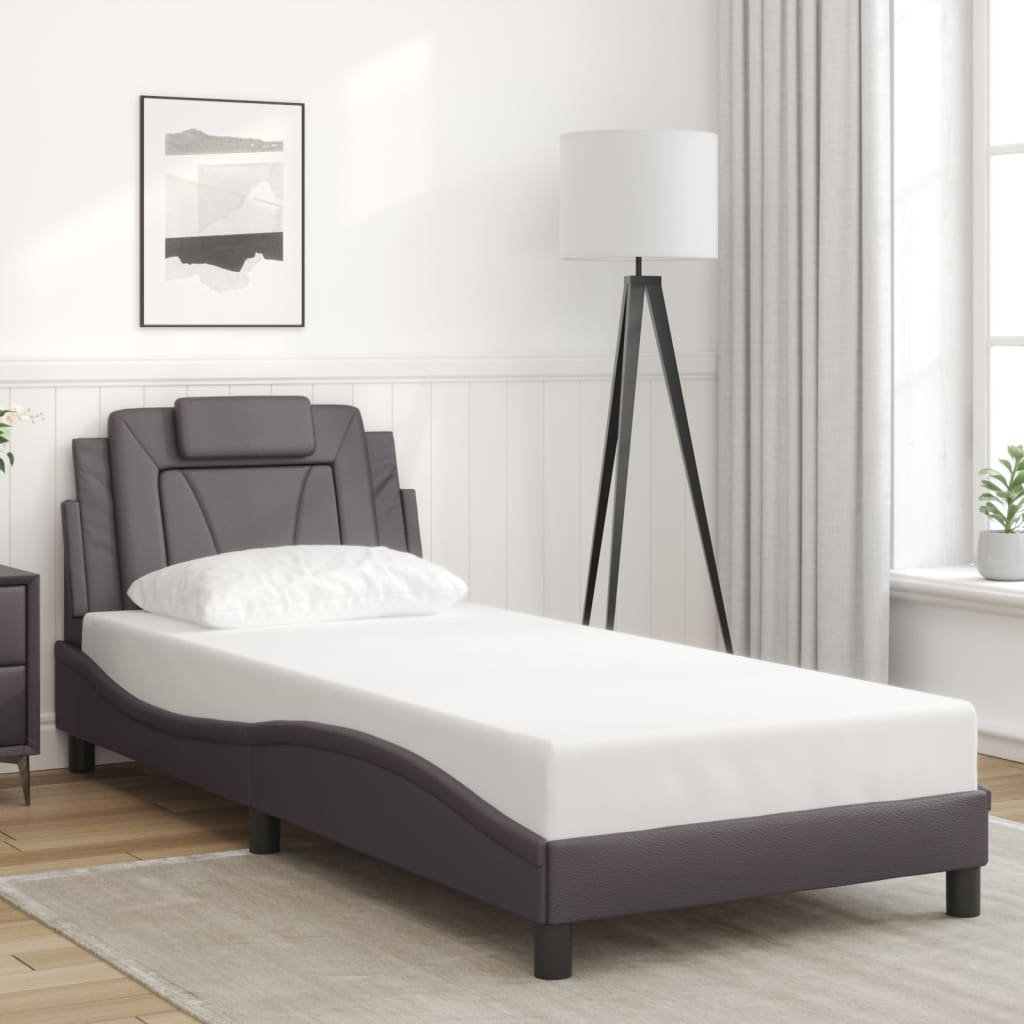 Bed Frame "Viana" with LED without Mattress Grey 80x200 cm