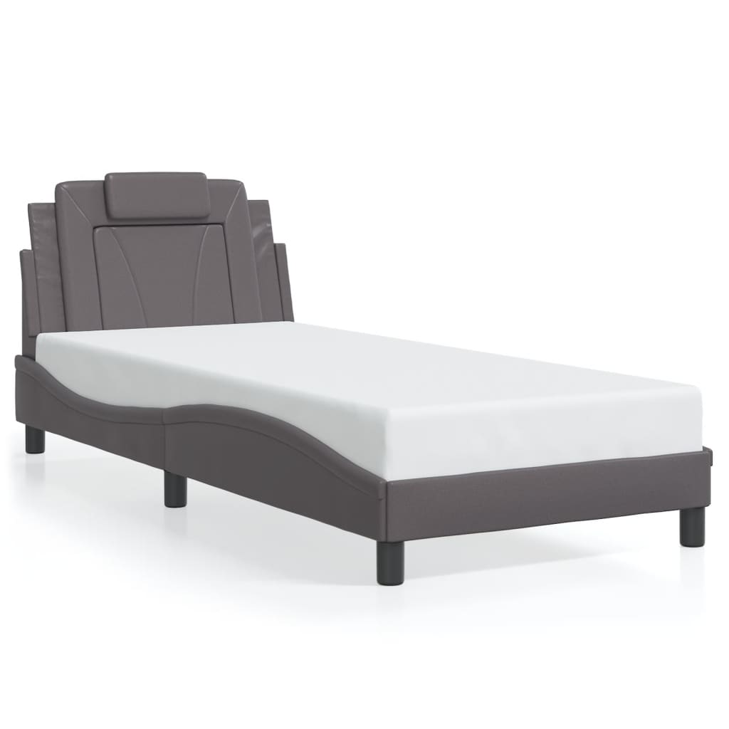 Bed Frame "Viana" with LED without Mattress Grey 80x200 cm