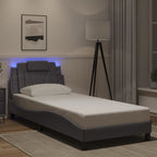 Bed Frame "Viana" with LED without Mattress Grey 80x200 cm